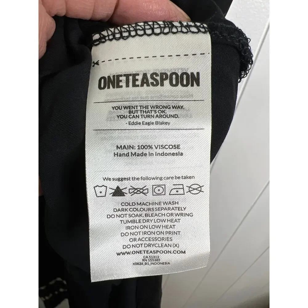 One Teaspoon Delirious Slip Dress in Black with Tie Dry Hem NWT Size‎ XL